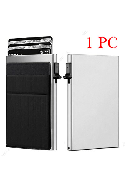 Choice8 حامل بطاقات RFID فضي رفيع للرجال، محفظة معدنية فاخرة صغيرة الحجم لحمل...