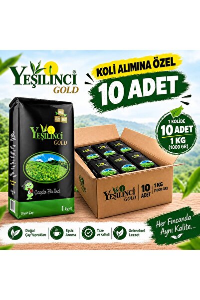 1 Koli Yeşilinci Gold Çay 1 kg 10 Adet - Yoğun Demli Geleneksel Türk Siyah Çayı