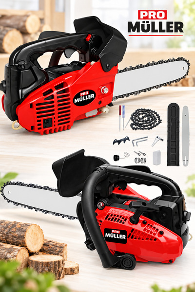 Pro Müller 7,9 Hp Portatif Benzinli Testere Ağaç Odun Dal Budama Ve Kesme Tes...