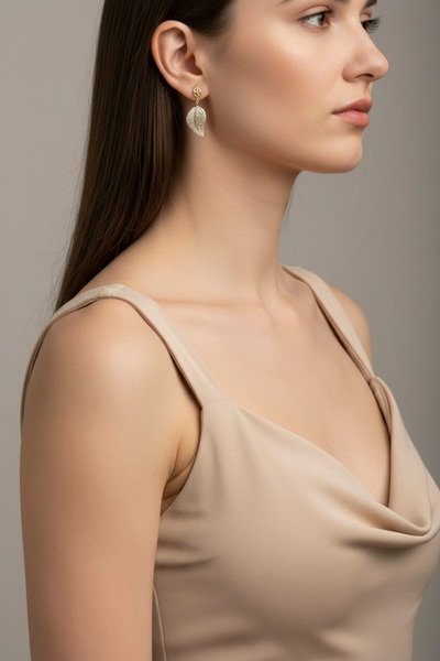 XUPING JEWELRY Style Pearl/Xuping Jewelry Leaf Model Zircon Stone Earrings