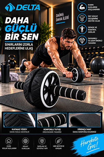 Delta Ab Wheel Egzersiz Fitness Tekerleği Karın Kası Ab Slider Kondisyon Spor...