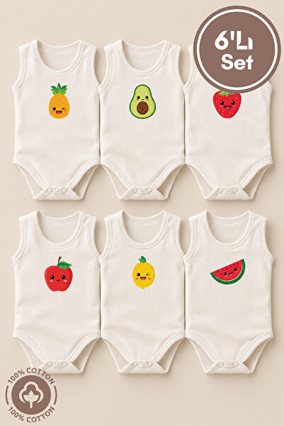 miniel organic Unisex 100% Organic Cotton Cute Fruit Printed 3-6-9-12 Months ...