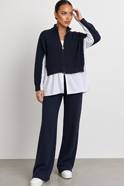 Cockatoo Oversized Knitwear Jacket Trousers Zippered Suit Shirt Detailed Comf...