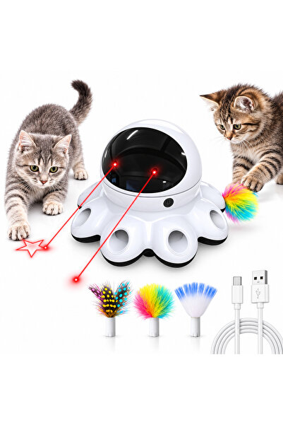 SELLERMANIAC Jucarie Interactiva 2 in 1 pentru Pisici, Cu 2 Tipuri de Laser, ...