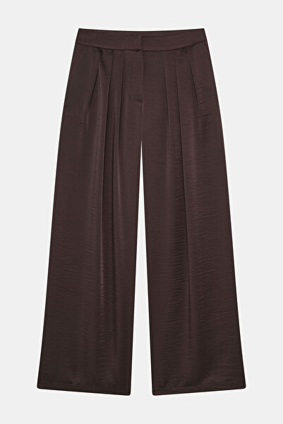 W Collection KAHVE SATEN PİLELİ PANTOLON