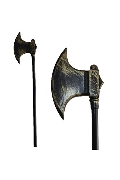 partidolu Eskitme Altın Renk Plastik Halloween Düz Balta 50 cm Yetişkin Çocuk