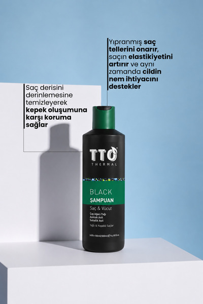 TTO Saç ve Vücut Şampuanı Arındırıcı Bakım 400 + 100 ml Salisilik ve Azelaik Asit Thermal Black