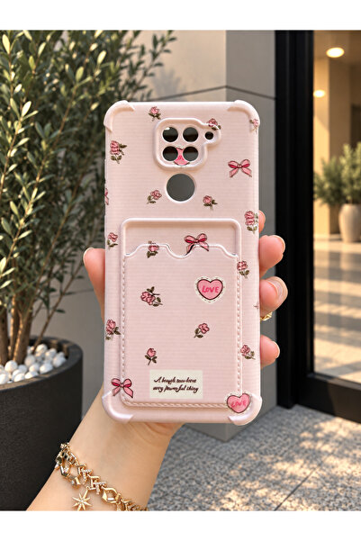 OVADA XIAOMI REDMI NOTE 9 Uyumlu Kamera Korumalı Kartlıklı Baskılı Darbe Emic...