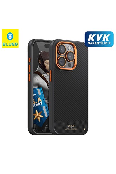BLUEO Mr.Gorilla iPhone 15 Pro Uyumlu Karbon Fiber MagSafe Özellikli Kenarlar...