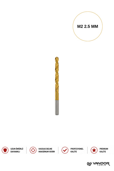 Vandor Pro Hss M2 Paslanmaz Metal Çelik Delme Ucu PHS 2.5 Mm - 615678807532