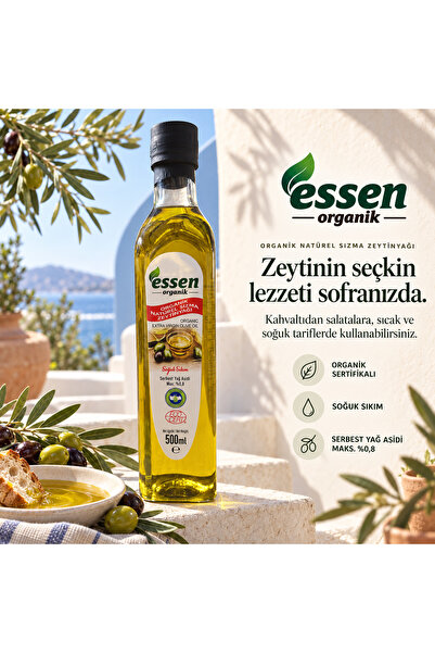 Essen Organik Organik Sızma Zeytin Yağı 500ml