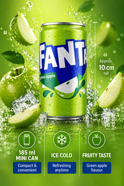Fanta Bautura racoritoare carbogazoasa, 10x185ml, Green Apple, aroma de mar verde