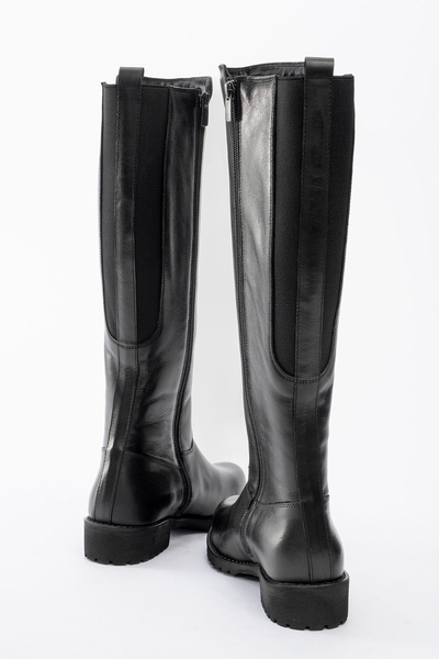 Dericlub Women's Heeled Zippered Boots Real Leather Br 08011 Black