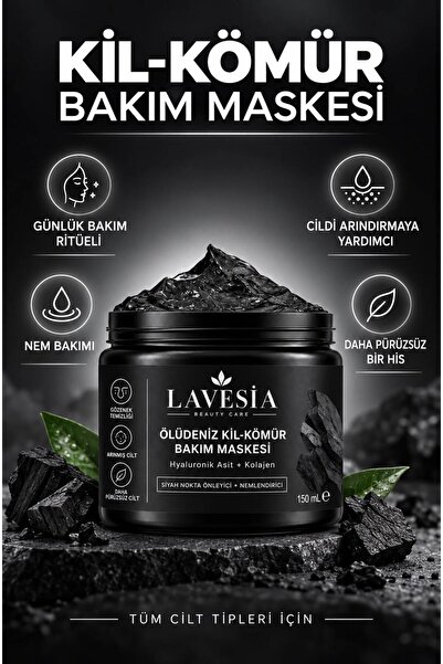 Lavesia Ölü Deniz Sıfır Gözenek Siyah Nokta Kil Maskesi | AHA + BHA+PHA 150 gr
