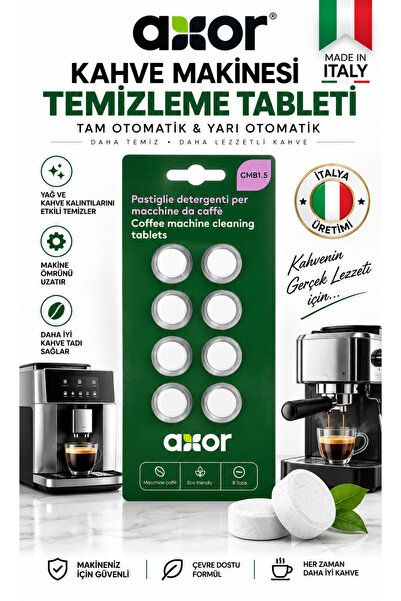 AXOR 8’li Kahve Makinesi Temizleme Tableti Tam Yarı Otomatik Espresso Makines...