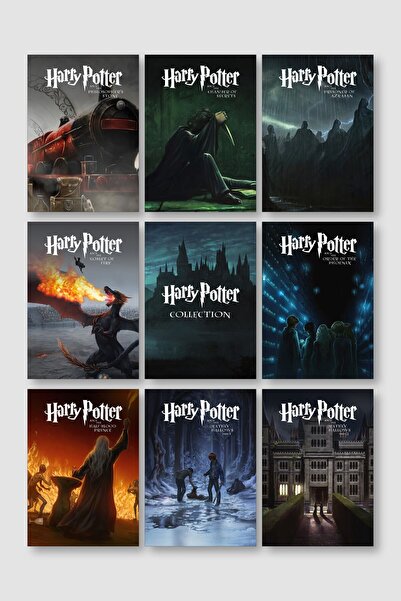 postick Harry Potter 9'lu Film Poster Seti Yüksek Kaliteli Kalın Parlak Kuşe ...