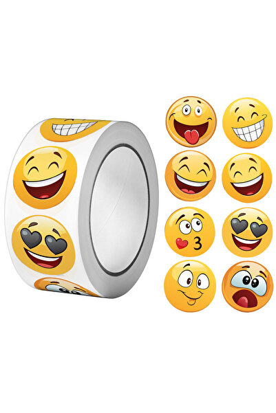 Choice1 RO002 500Pcs/Roll Happy Funning Face Paste Sticker 2.5cm/1.0'' 16 Des...