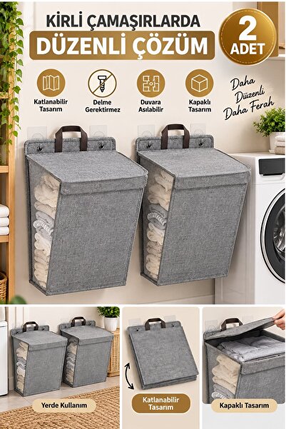 Kitchen Beauty Asılabilen Çamaşır Sepeti Düzenleyici Duvara Asılabilen Kıyafe...