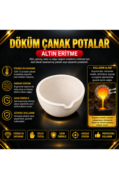 Torna Türk Tornatürk No:2 Seramik Döküm Çanak Pota (7 Cm Altın Eritme Potası)