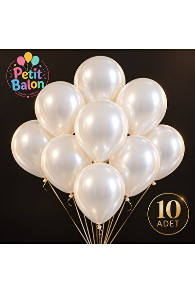Gemar 10’lu inci beyazı parlak (metalik) balon