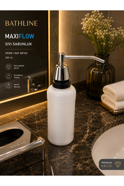 Maxiflow Paslanmaz Ankastre Sıvı Sabunluk Beyaz