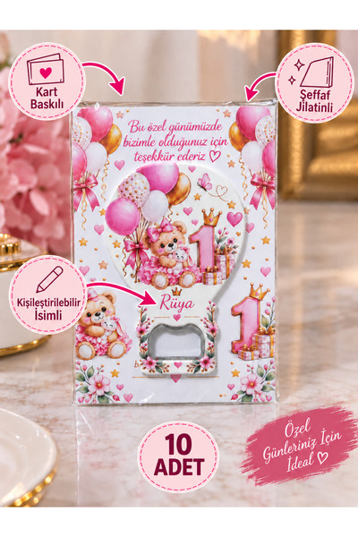 PrestijBM 10 Adet Kişiye Özel İsim Baskılı Açacaklı Balon Magnet – Yenidoğan,...