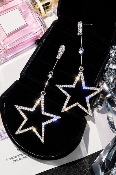 KİRAZ ÇİÇEĞİ JEWELRY KORE TARZI IŞIL IŞIL YILDIZ KÜPE