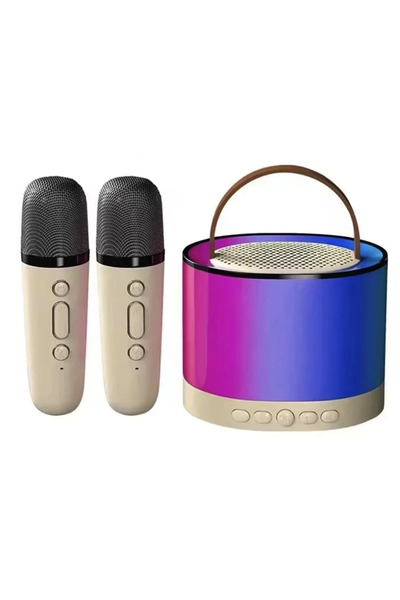 China Boxa rotunda de karaoke portabila cu 2 microfoane wireless player muzic...
