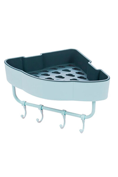 MANDU Etajera de colt pentru baie bucatarie cu ventuze sau lipici albastru