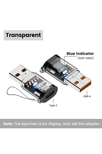 Choice Transparent A to C Olaf 120W Type C To USB A OTG Adapter USB 3.2 to Ty...