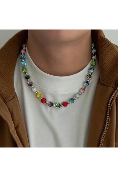 Choice Silver Color Salircon Exquisite Colorful Rhinestone Beads Chain Neckla...