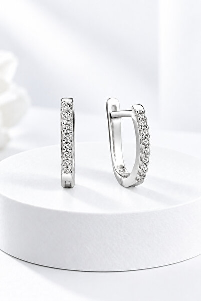 jelux silver Gümüş 925 Ayar Zirkon Taşlı J Küpe