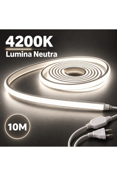 proled Bandă LED COB - Kit de 10M – 220V, IP65, Lumina Neutra 4200K