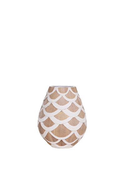 Yargıcı Muz Ağacı Yaprağı Detaylı Terakota Vazo(27x32 Cm)
