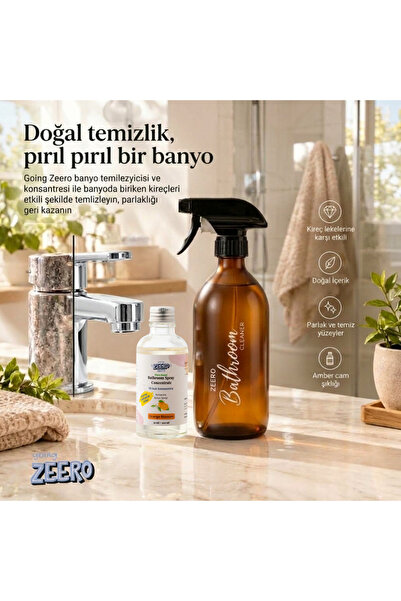 Going Zeero Sarı Amber Cam Sprey Şişesi - 500ml - Bathroom Cleaner Yazılı Cam...