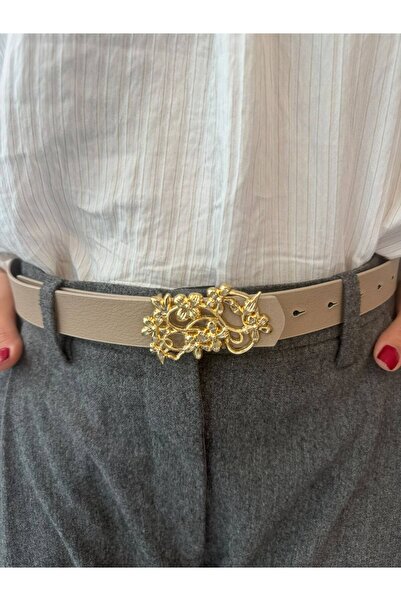 LİA KEMER Women's Gold Daisy Patterned Buckle Belt Waist Belt Coat Belt Dress...
