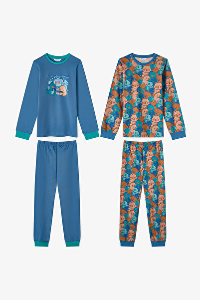 Penti Erkek Çocuk Capy&dino Together Pamuklu Uzun Kollu 2'li Pijama Takımı