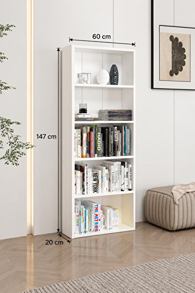 homeizi Adel 4 Raflı Kitaplık - Beyaz