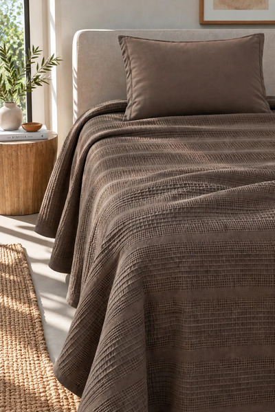 evdehome %100 Pamuk Dual Tek Kişilik Pike Takımı | 160x230 Pike + 100x200 Las...