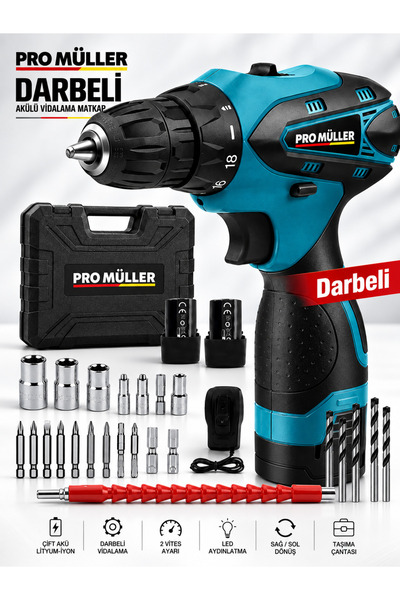 Pro Müller Germany Ex-torq  M-58 Otomatik Korumalı Metal Şanzuman Çift Akülü ...