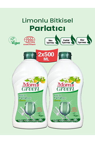Mom's Green 2'li Set Bitkisel Limonlu Bulaşık Makinesi Parlatıcısı (2 x 500 ml)