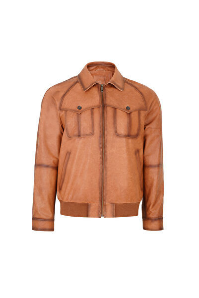 Desa Bidziil Taba Erkek Vintage Bomber Deri Mont