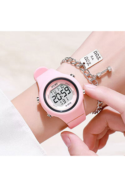 Choice1 Pink LED Digital Kids Sports Watch Set Luminous Waterproof Alarm Cloc...