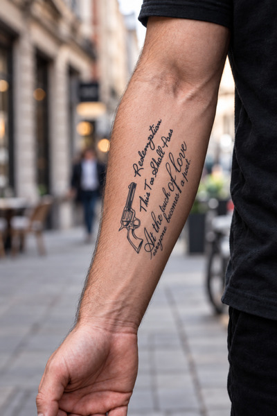 TAKIŞTIR Yazı Ve Silah Figürlü 12 Saat Sonra Kararan Geçici Dövme Tattoo