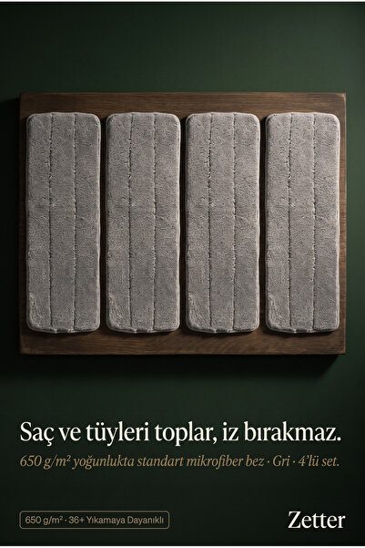 Zetter Tablet Mop Yedek Bez Mikrofiber Mop Bezi - 4 Adet