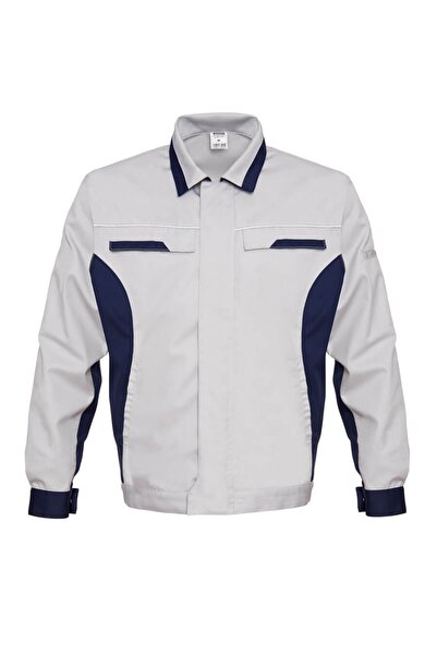 İŞMONT Men's Grey-Navy Blue Assembly and Maintenance Work Coat Reflective Zip...