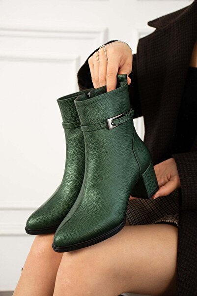 dabab shoes Γυναικείες μπότες με τακούνι με αγκράφα ASTRAYA, κοντές κομψές χε...