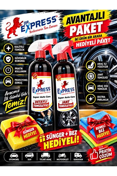 Premium Jant Temizleyici Parlatıcı Döşeme Koltuk Temizleyici Süngerli Bez 500ml Spreyli Etkili