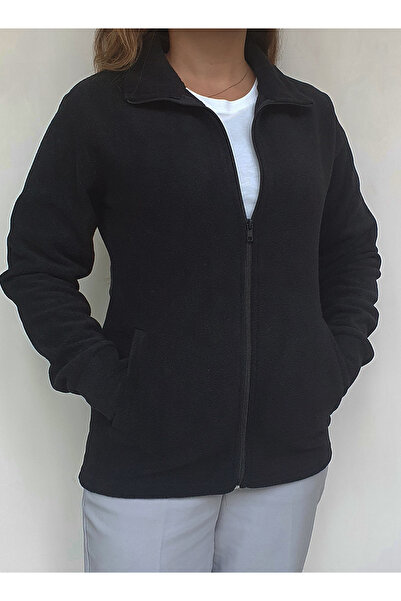 GÜN&AY TEKSTİL Kadın Kışlık Slim Fit Kalıp Cepli Polar Mont Ceket