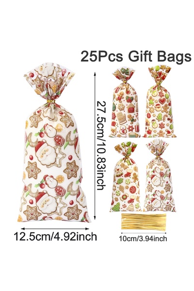 Choice1 as shown 25pcs 25/50/100pcs Merry Christmas Gift Bag Gingerbread Man ...